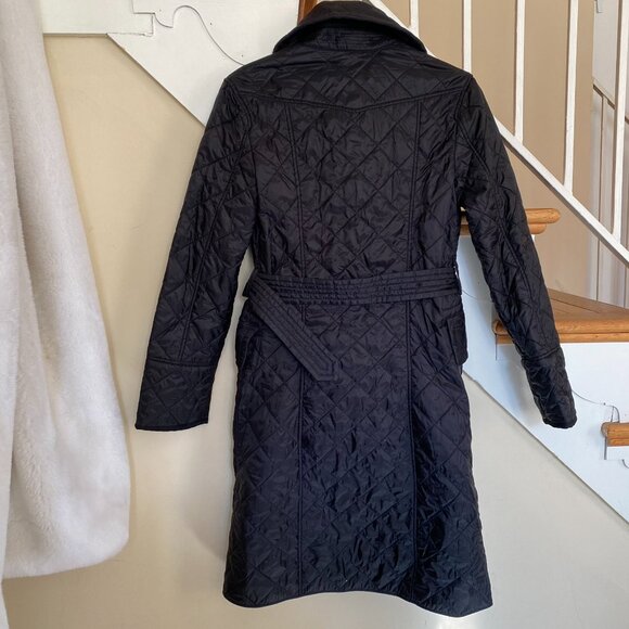 Burberry Quilted Double-Breasted Belted Trench Jacket Black Womens XS - Picture 5 of 17